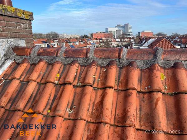 Pannendak met nokvorst en schoorsteen, dakrenovatie in Beek Pannendak met nokvorst en schoorsteen, dakrenovatie in Beek